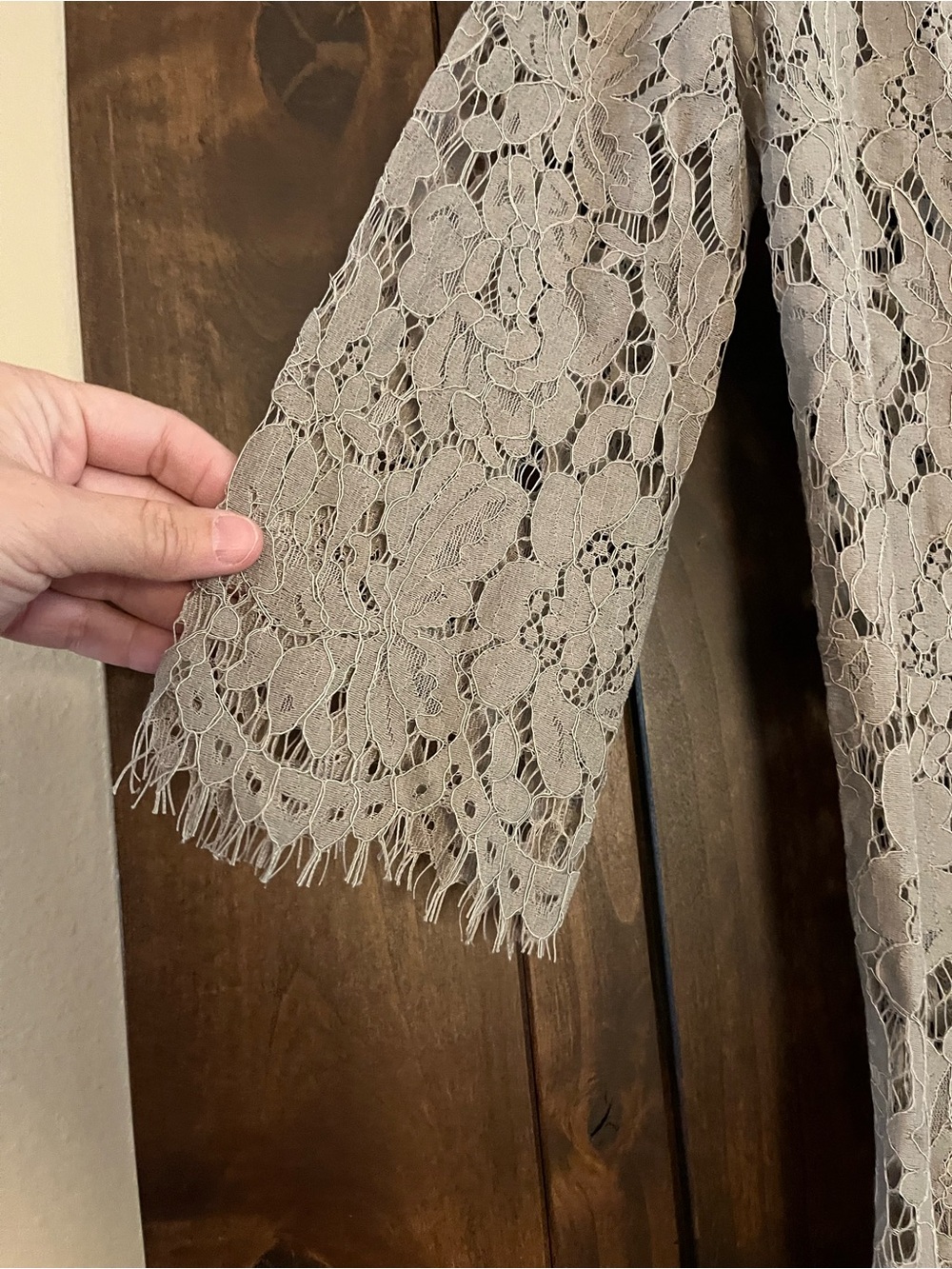 Kate & Mallory Taupe Floral Lace Top - Picture 4 of 7